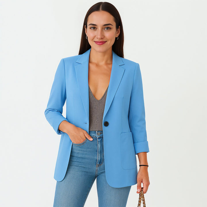 Stijlvolle Lange Zwarte Blazer Voor Dames In De Zomer