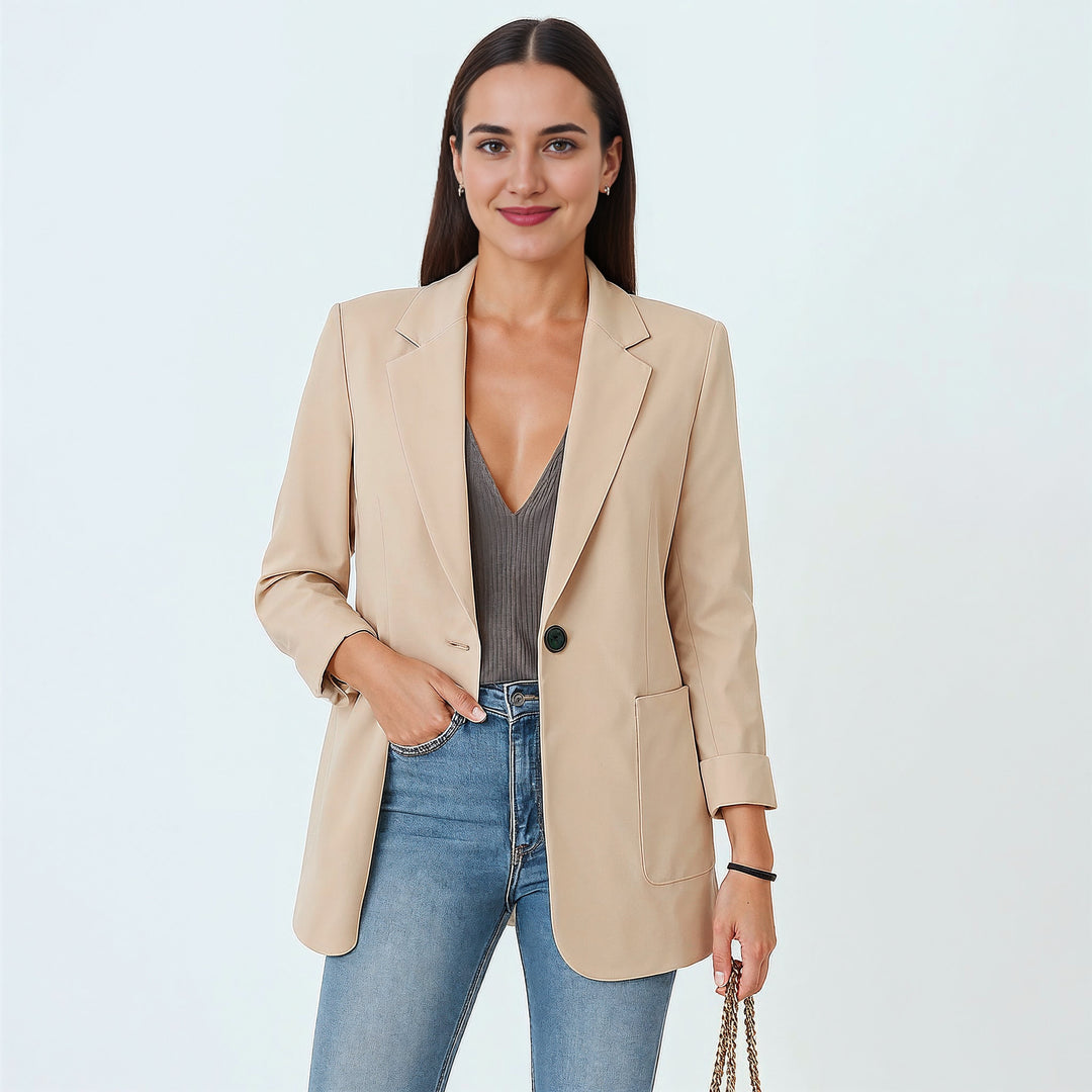 Stijlvolle Lange Zwarte Blazer Voor Dames In De Zomer