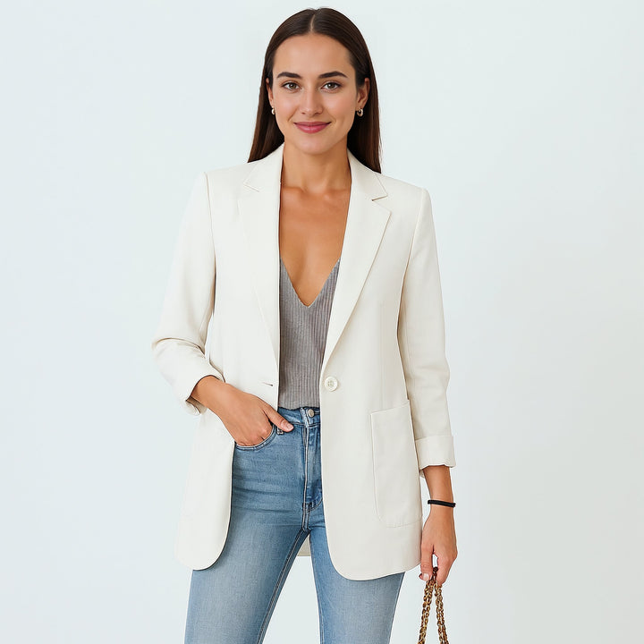 Stijlvolle Lange Zwarte Blazer Voor Dames In De Zomer