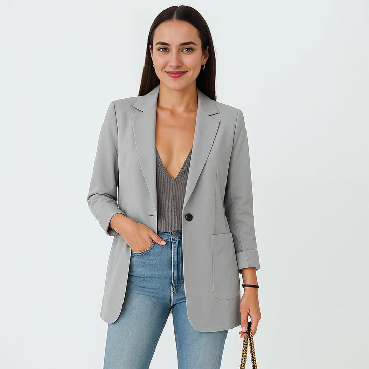 Stijlvolle Lange Zwarte Blazer Voor Dames In De Zomer